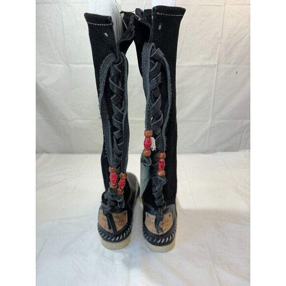 Anthropologie Buyamba Cycle of Hope Tall Black Lace up Boots Italy - Picture 3 of 14